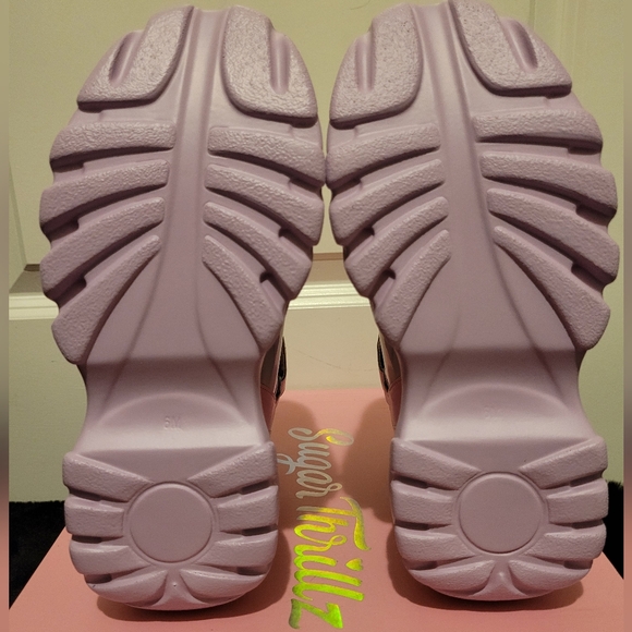 Sugar Thrillz Pink Purple And Holographic Heart Platform Sneaker - Picture 7 of 8